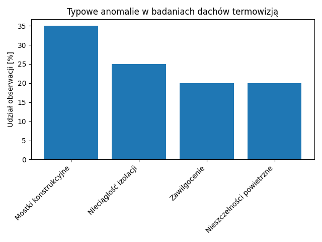 Wykres najpopularniejszych anomalii cieplnych dachu.