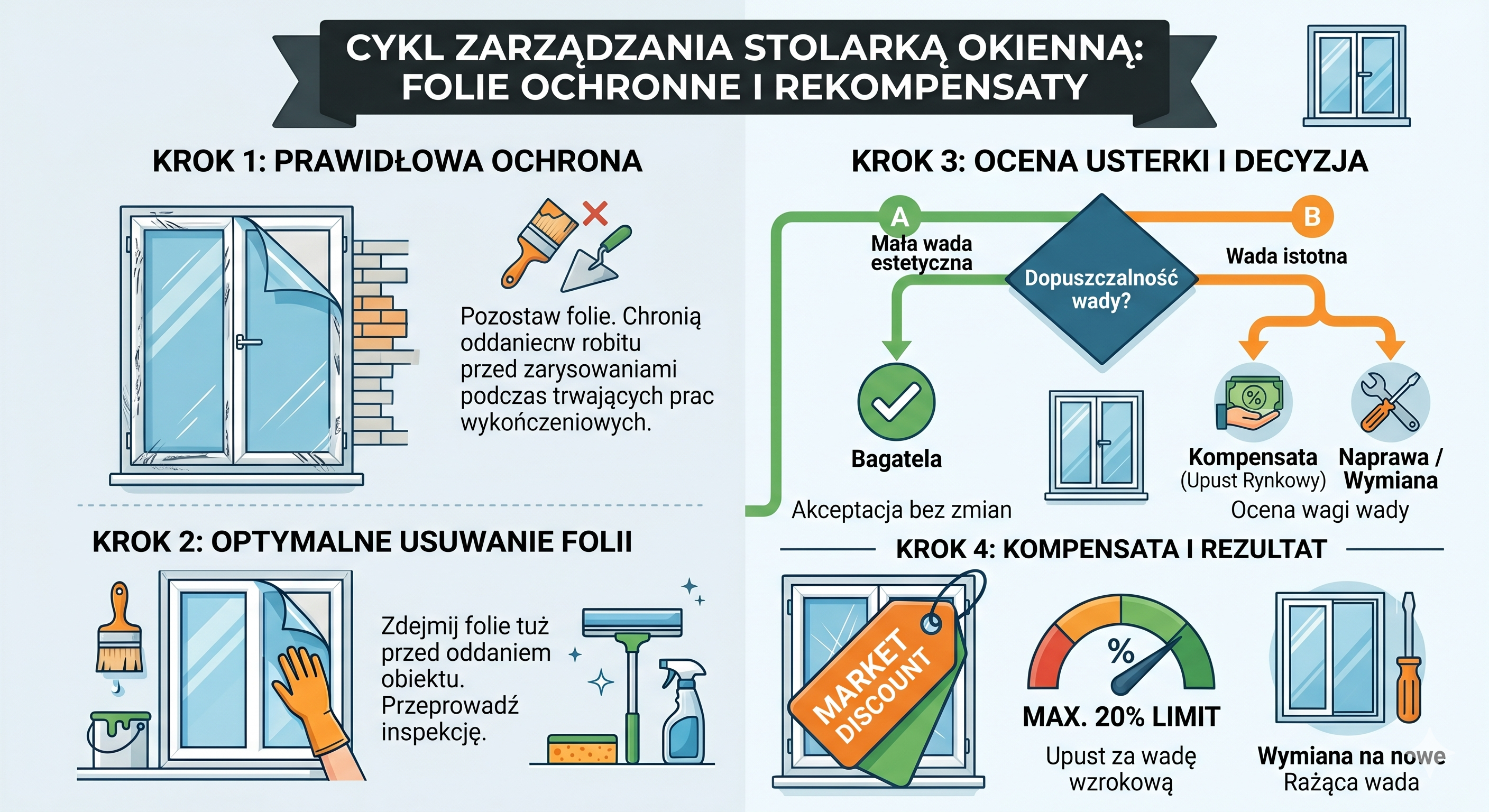 Cykl zarządzania stolarką okienną: Folie ochronne i rekompensaty