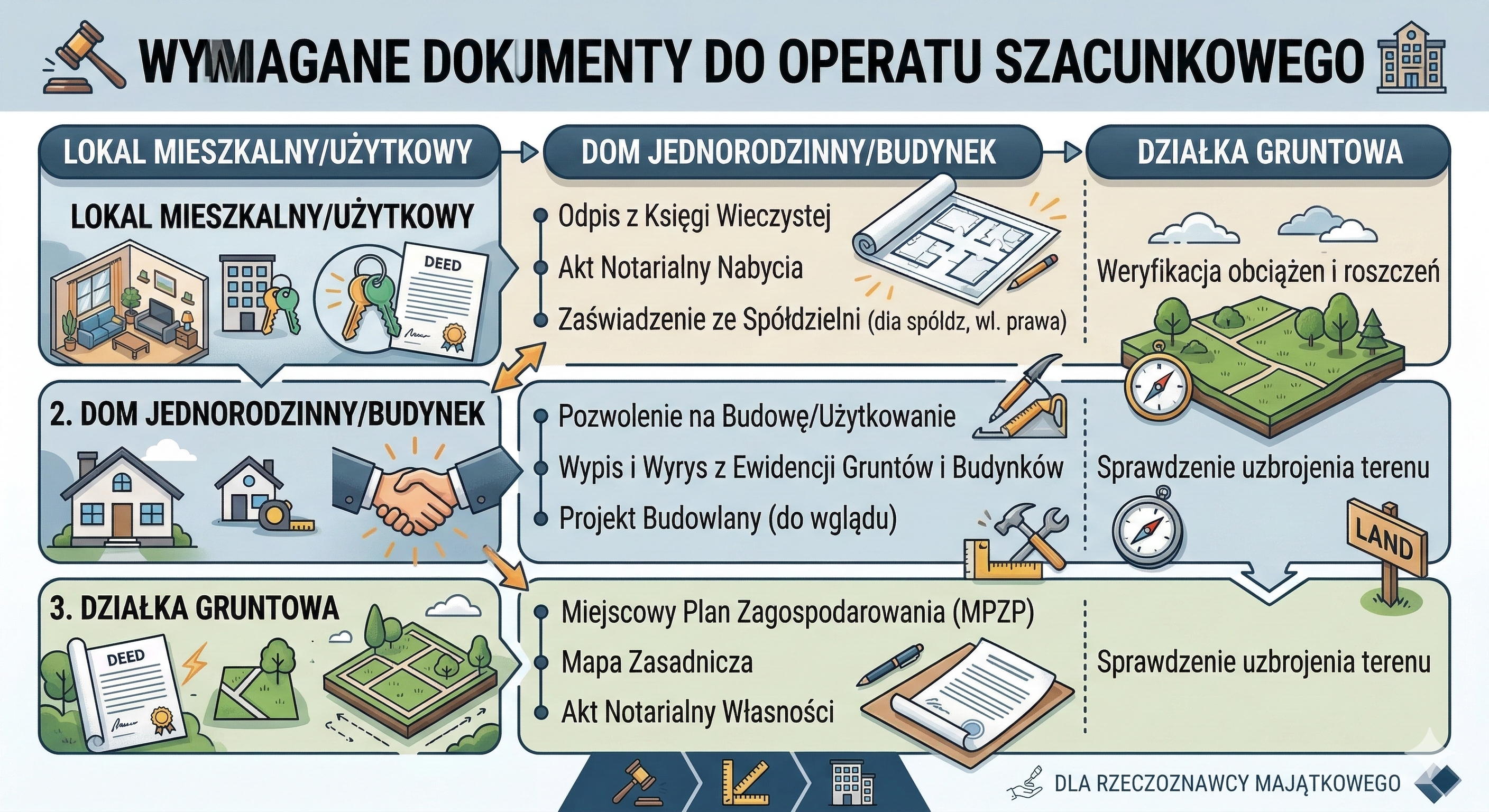 Jakich dokumentów potrzebujesz, żeby otrzymać operat - z podziałem na typy nieruchomości?