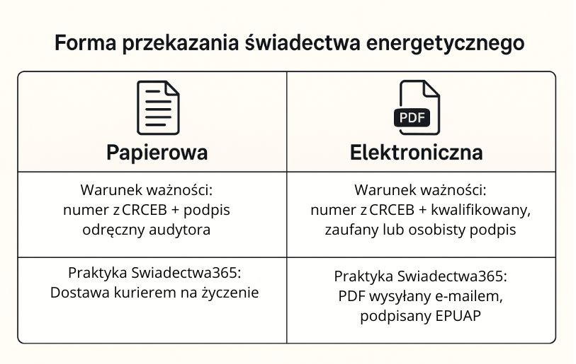 Formy świadectwa energetycznego