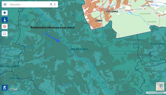  Widok mapy Geoportalu. 