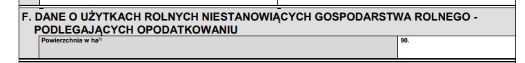 Część druku DR-1, która dotyczy gruntów rolnych.