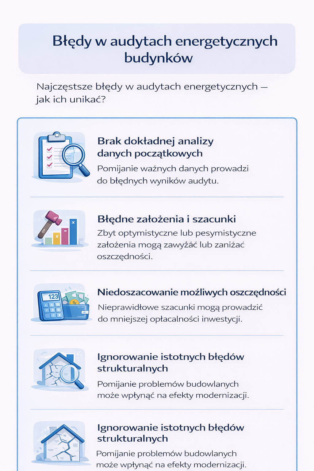 Błędy w audytach energetycznych.
