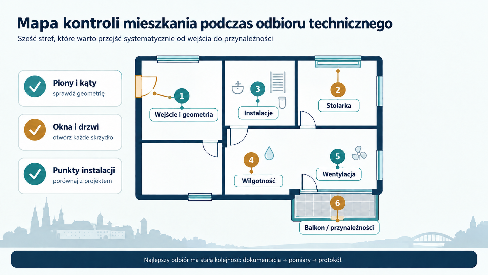 Mapa kontroli mieszkania podczas odbioru technicznego