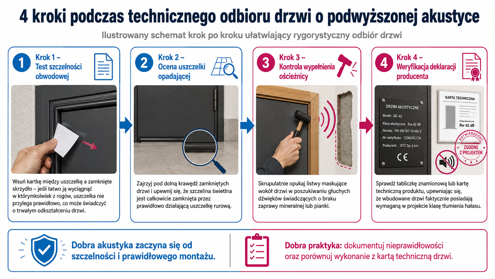 4 kroki podczas technicznego odbioru drzwi o podwyższonej akustyce