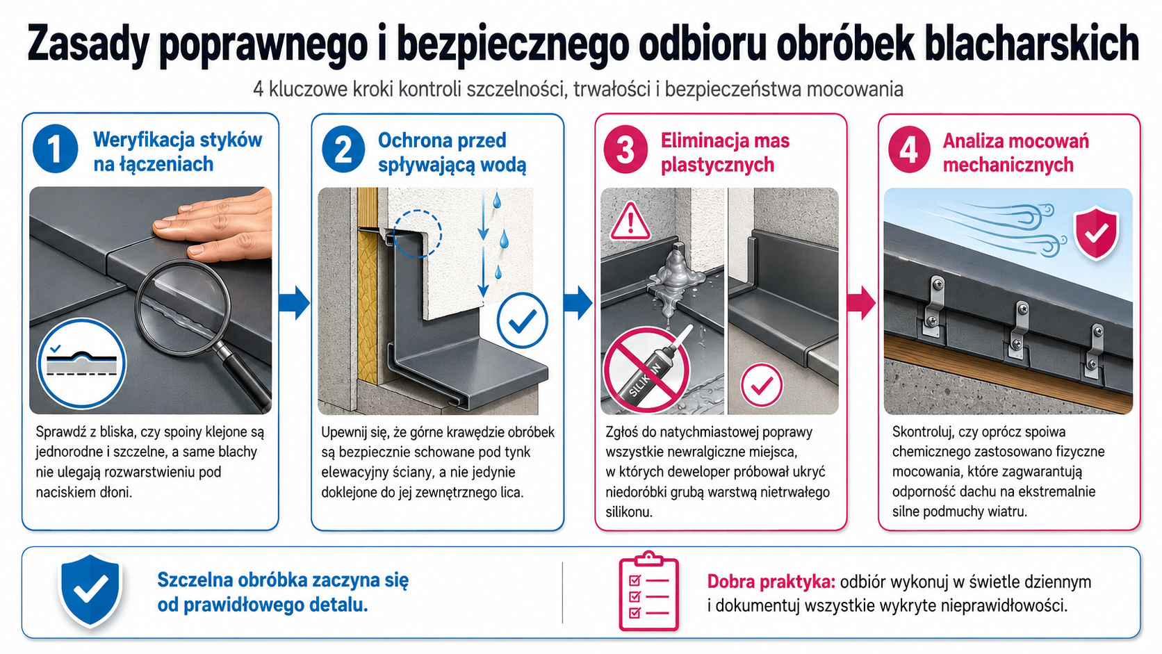 Zasady poprawnego i bezpiecznego odbioru obróbek blacharskich