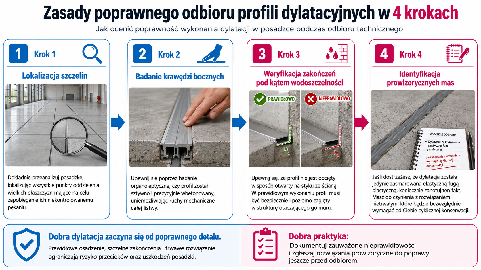 Zasady poprawnego odbioru profili dylatacyjnych w 4 krokach