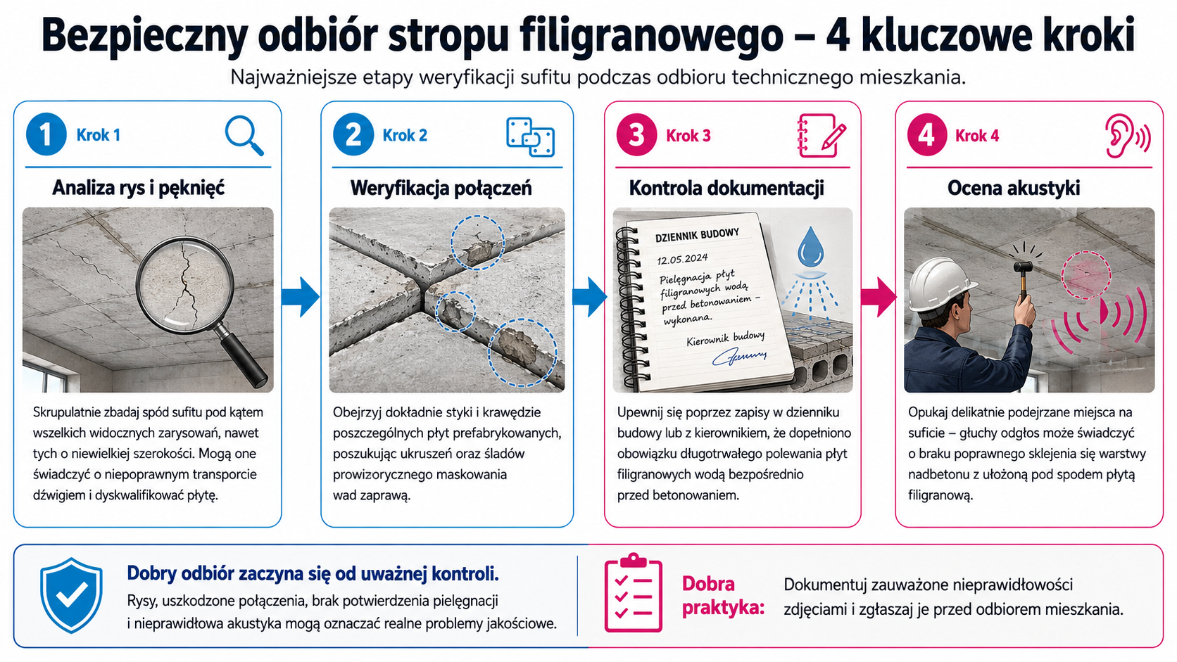 Bezpieczny odbiór stropu filigranowego – 4 kluczowe kroki