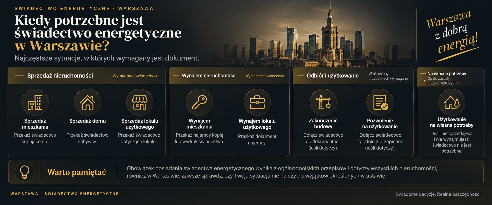 Kiedy potrzebne jest świadectwo energetyczne w Warszawie?
