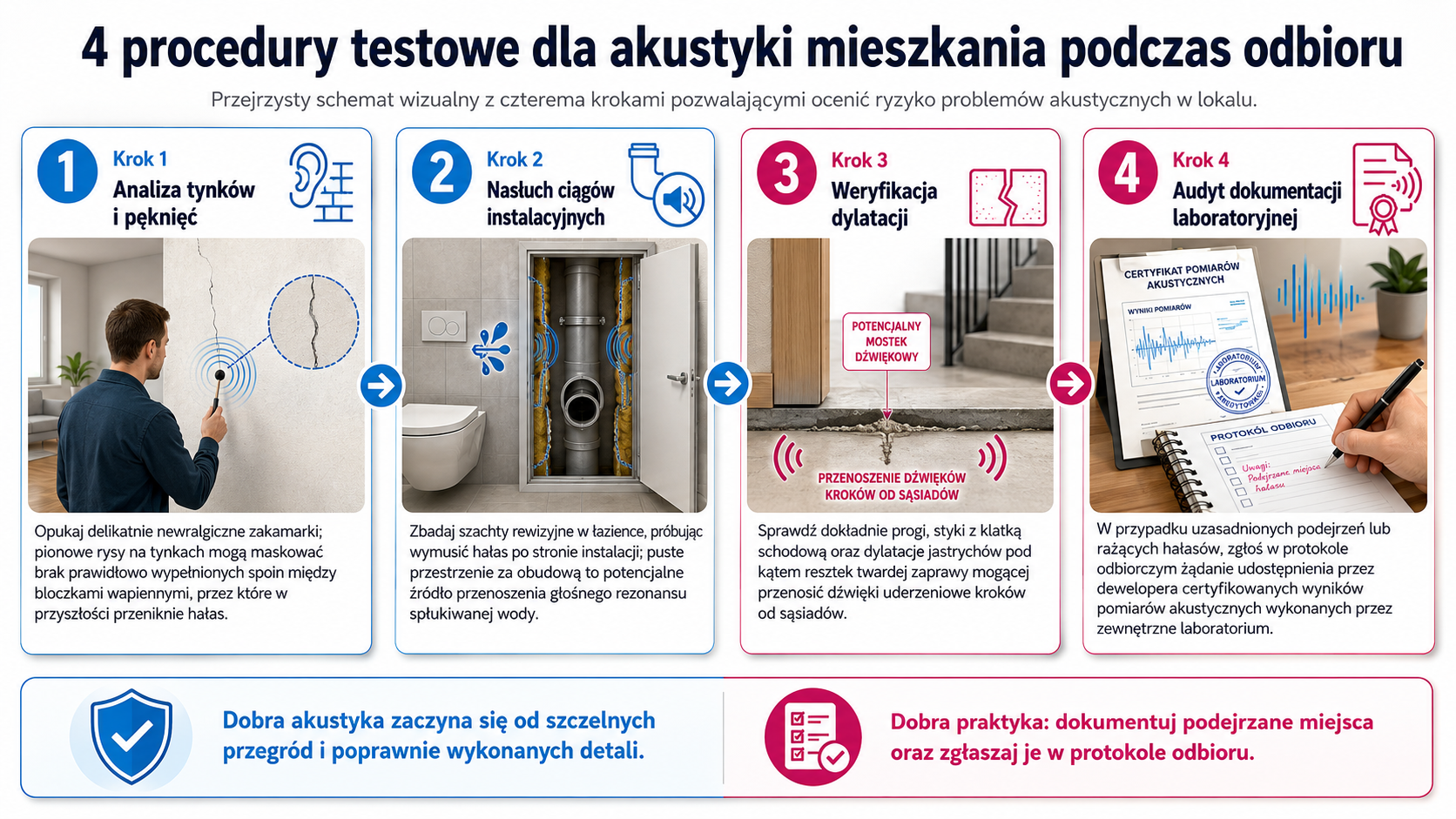 4 procedury testowe dla akustyki mieszkania podczas odbioru