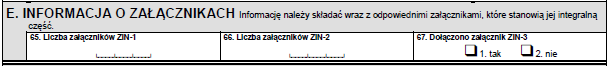 W sekcji F zaznaczasz, jakie załączniki dołączasz do deklaracji.