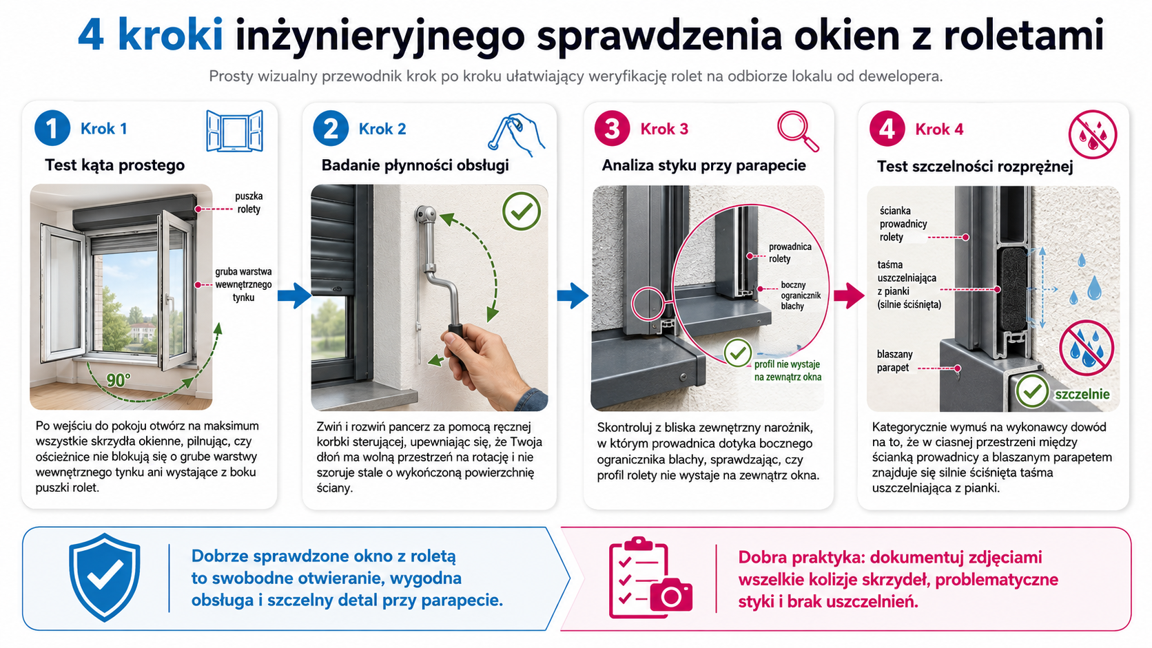 4 kroki inżynieryjnego sprawdzenia okien z roletami