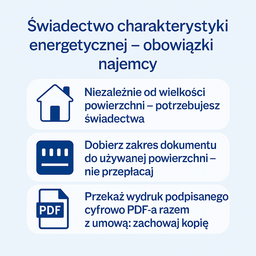 Obowiązki najemcy dotyczące świadectwa charakterystyki energetycznej – pamiętaj o przekazaniu dokumentu, jego zakresie i aktualizacji