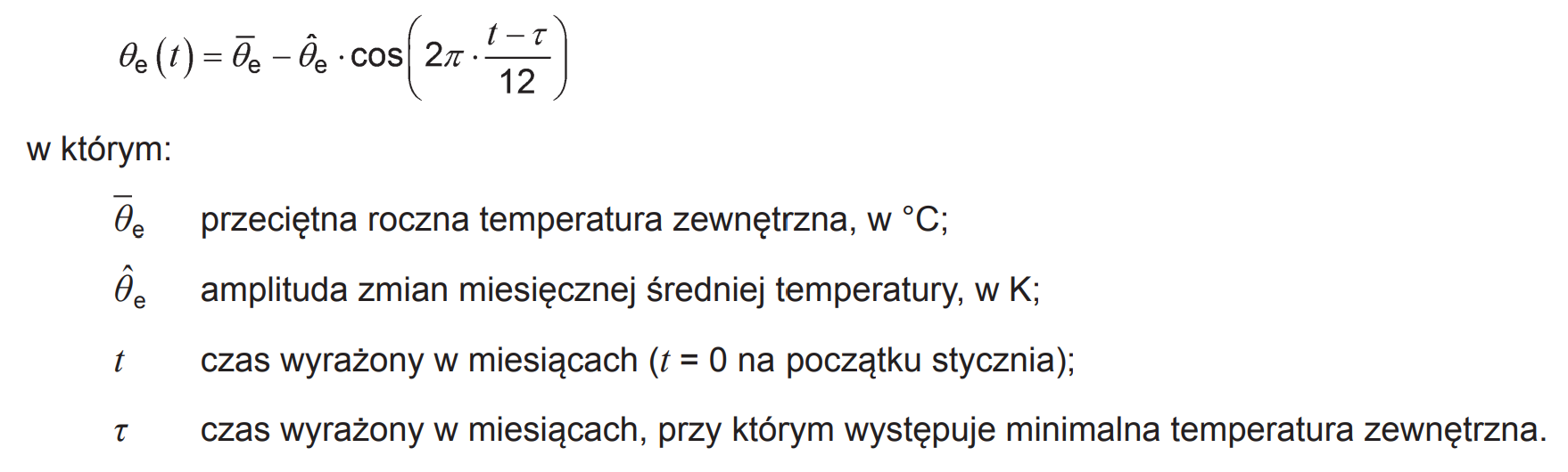 Temperatura zewnętrzna - wzór