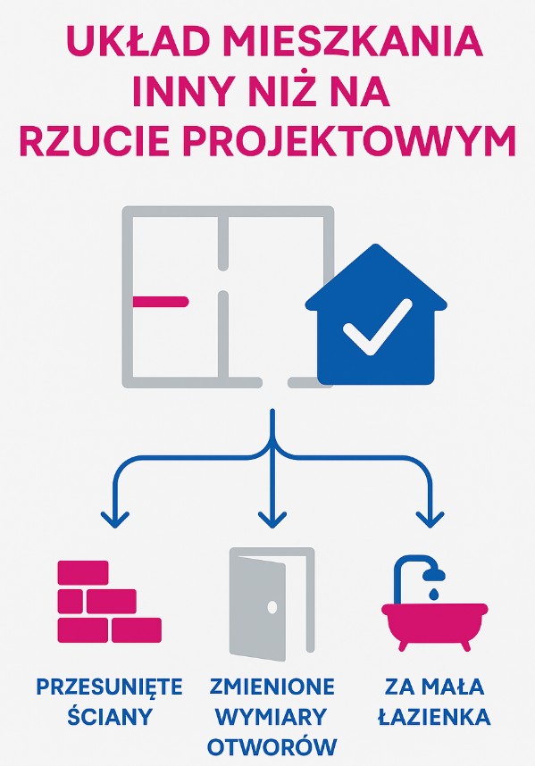 Układ mieszkania inny niż na rzucie projektowym