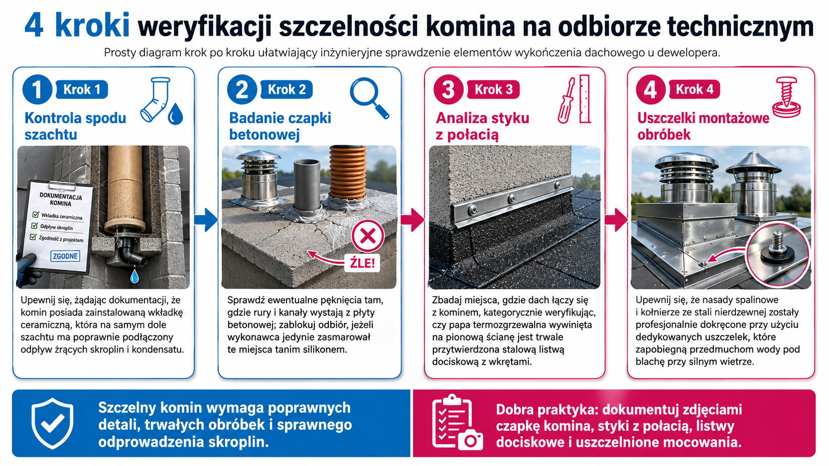 4 kroki weryfikacji szczelności komina na odbiorze technicznym