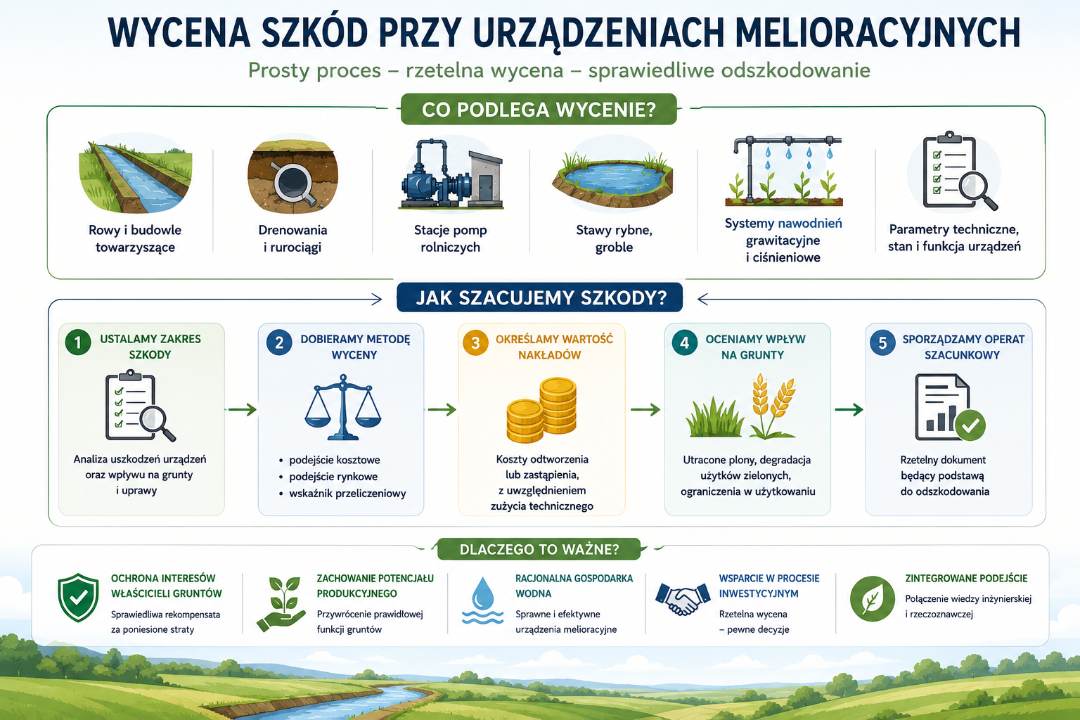 Wycena szkód przy urządzeniach melioracyjnych